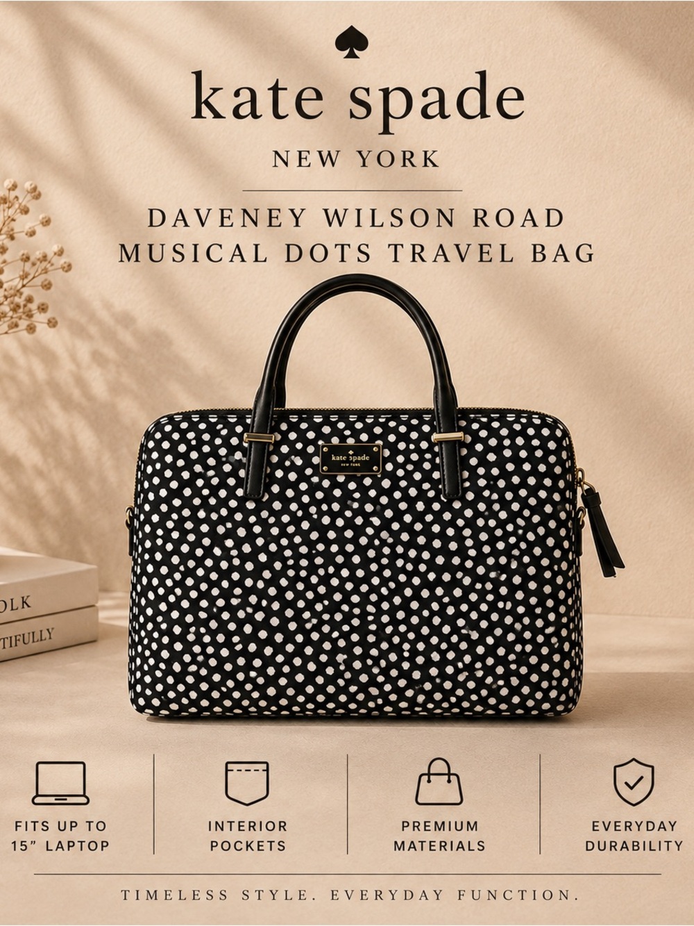 Kate Spade Daveney Wilson Road Musical Dots Travel Bag